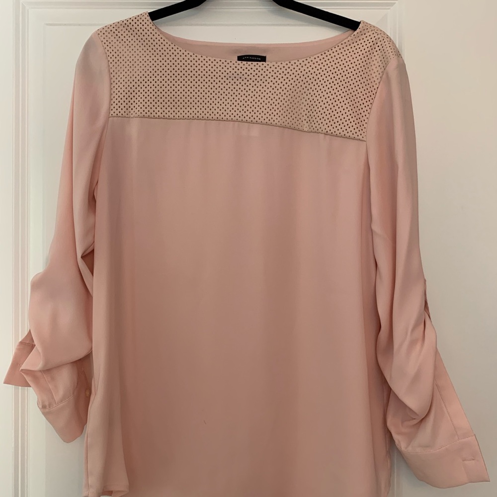 Ann Taylor today in blush with faux leather detail